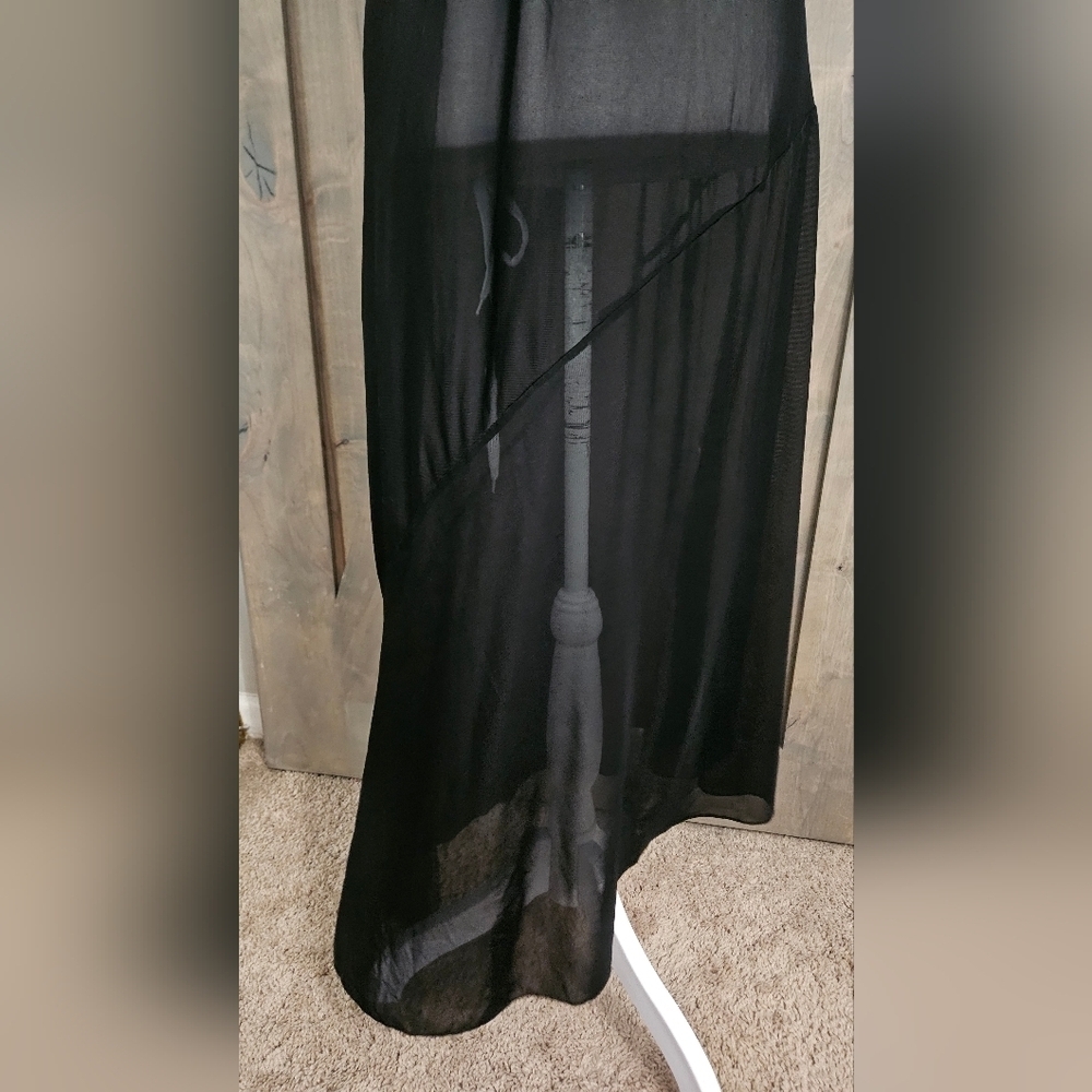 ZARA Tulle Mesh Asymmetrical Slip Dress In Black. Size Medium - Picture 10 of 16
